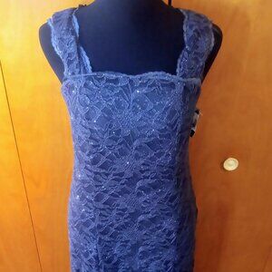 NWT R&M RICHARDS Grey Sparkly Lace Evening Dress